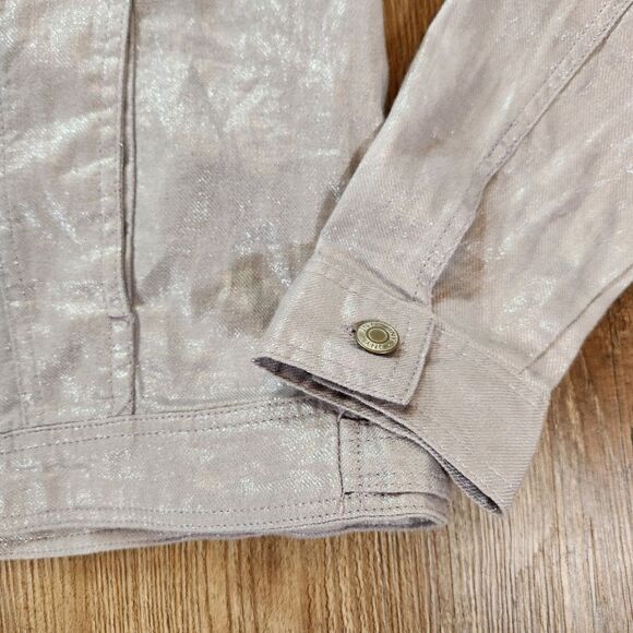 ☔️🔸️NWT Jones New York Metallic Lavender Lightweight LinenButtoned Jacket Large - Picture 7 of 11